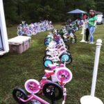 Bikes lined up to give away at Ride ON Cannon Memorial event