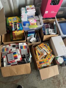 Boxes of school supplies